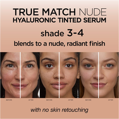 Base True Match Nude Hyaluronic LOréal Paris Tinted Serum - Tono 3-4 Light Medium Pale 30mL