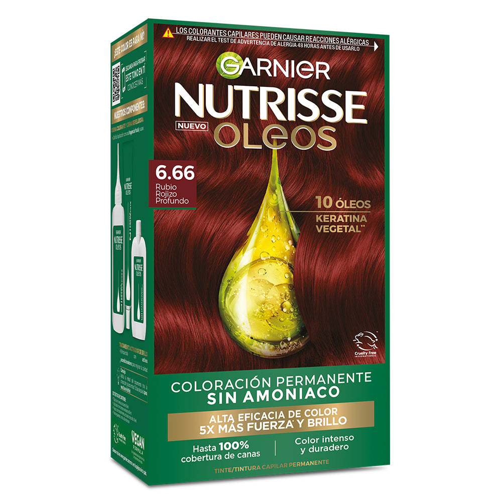Garnier Nutrisse Óleos en el tono 6.66 Rubio Rojizo Profundo