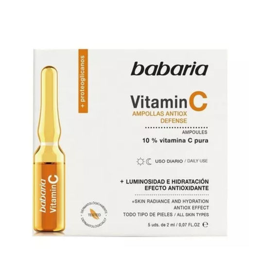 Ampolletas Babaria Vitamin C 5x2ml Luminosidad e Hidratación