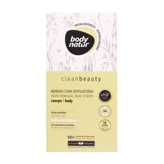 Bandas Cera Depilatoria Clean Beauty Body Natur Bamboo y Espirulina