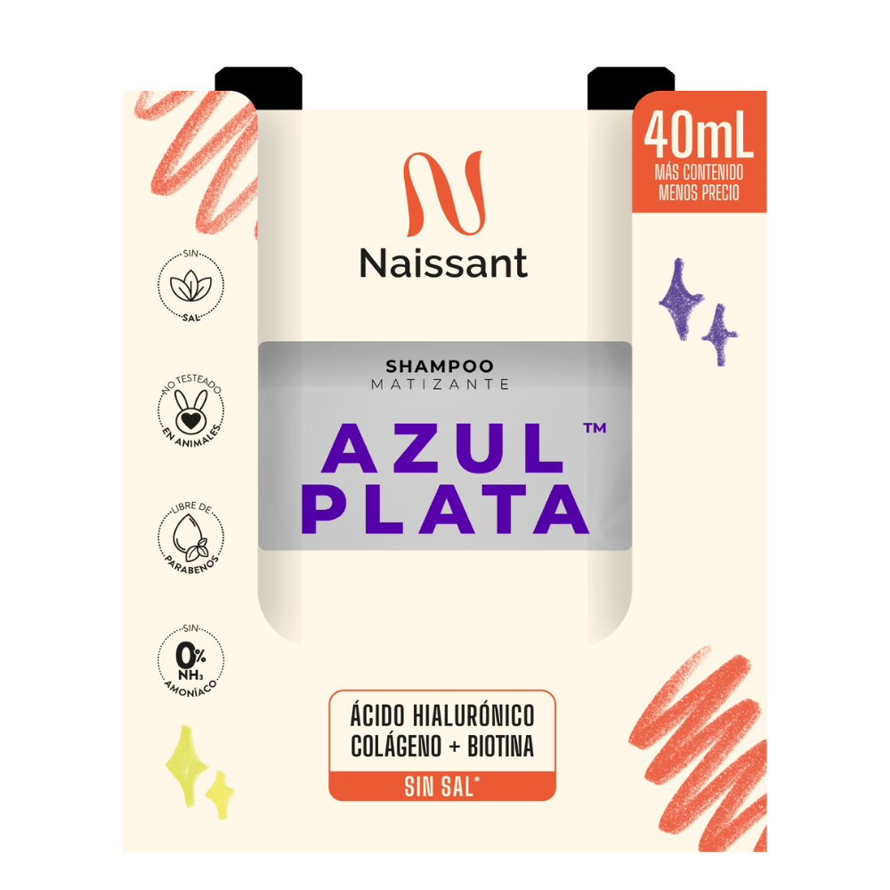 Caja Shampoo Matizante Naissant Azul Plata 12x40ml