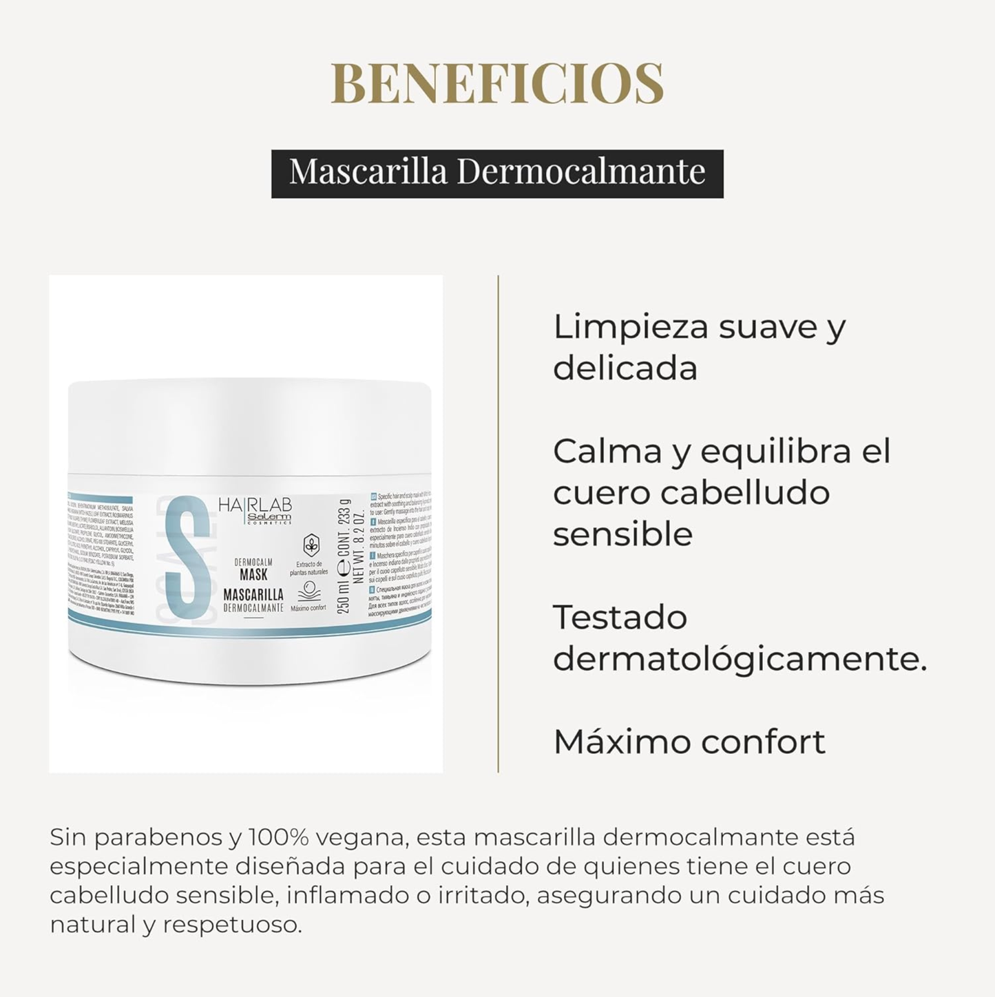 Mascarilla Salerm Dermocalmante Hairlab 250ml