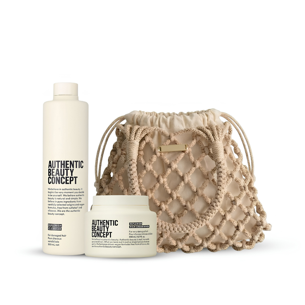 COMBO ESPECIAL Kit Shampoo y Mascarilla ABC Replenish + Bolso Macramé