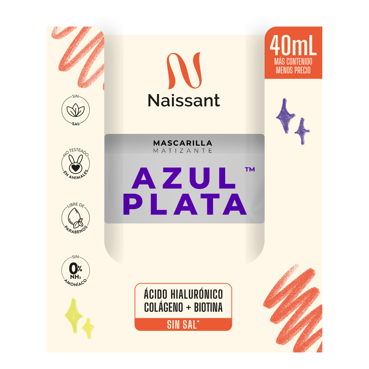 Mascarilla Matizante Azul Plata de Naissant caja de 12 unidades x 40ml