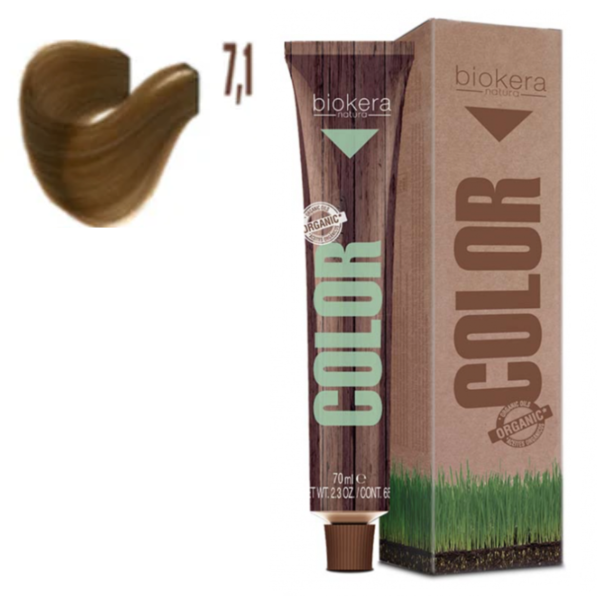 Tinte Salerm Biokera 7.1 Rubio Ceniza 70ml