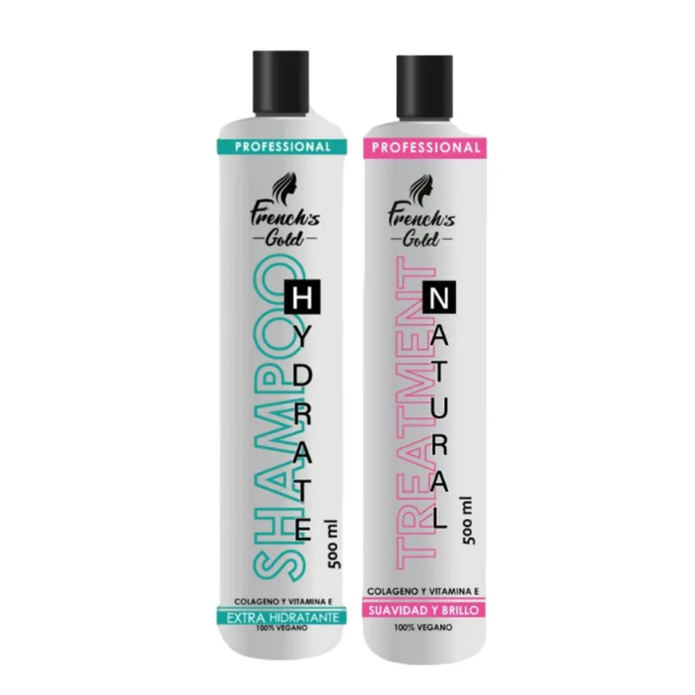 Shampo Sin Sal + Mascarilla French Gold 500ml Post Keratina