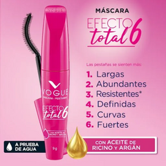 Pestañina Vogue Efecto Total 6 Aprueba de Agua 9g