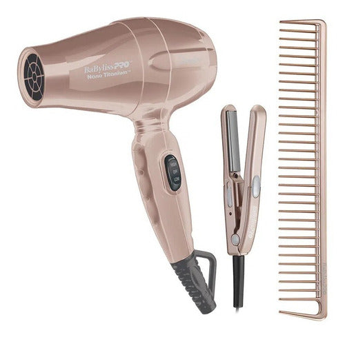 Combo Viajero Babyliss PRO (Secador De Viaje - Mini Alizadora - Peine Estilizador)