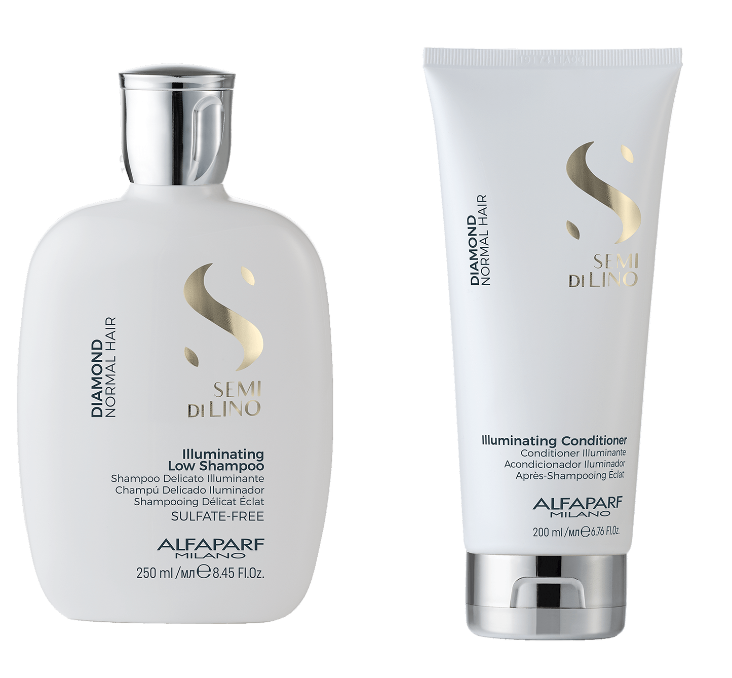 Kit Shampoo + Acondicionador Diamond Alfaparf Iluminador Semi Di Lino