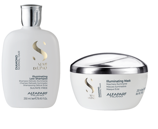 Kit Shampoo + Mascarilla Diamond Alfaparf Iluminador Semi Di Lino