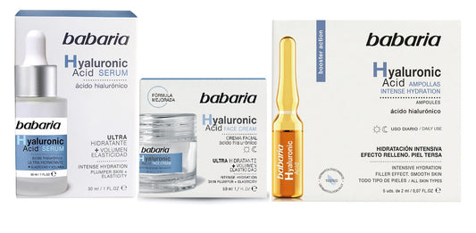 Serum Facial + Crema Facial + Ampolletas Babaria Hyaluronic - Ultra Hidratante