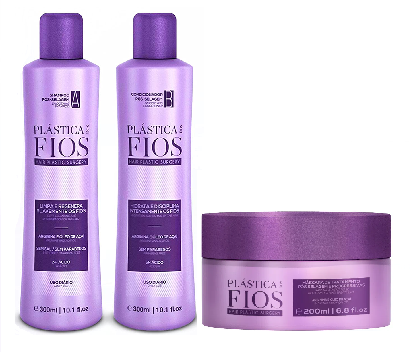 Kit Shampoo + Acondicionador + Mascarilla Cadiveu Plástica Dos Fios Pos-Selagem