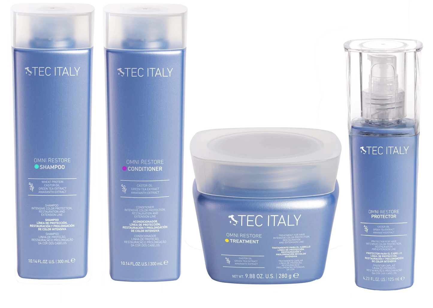 Kit Shampoo + Acondicionador + Mascarilla + Termoprotector Tec Italy Omni Restore