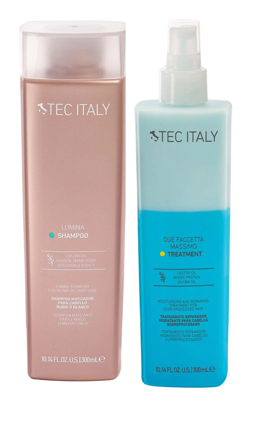 Kit Shampoo Lumina + Tratamiento Due Faccetta Massimo Tec Italy