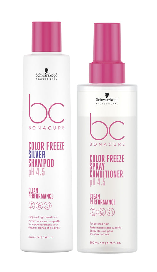 Kit Shampoo Silver + Acondicionador En Spray Schwarzkopf Color Freeze pH 4.5