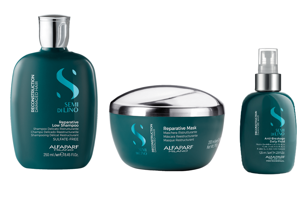 Kit Shampoo + Mascarilla + Fluido anti-rotura Alfaparf Reparative