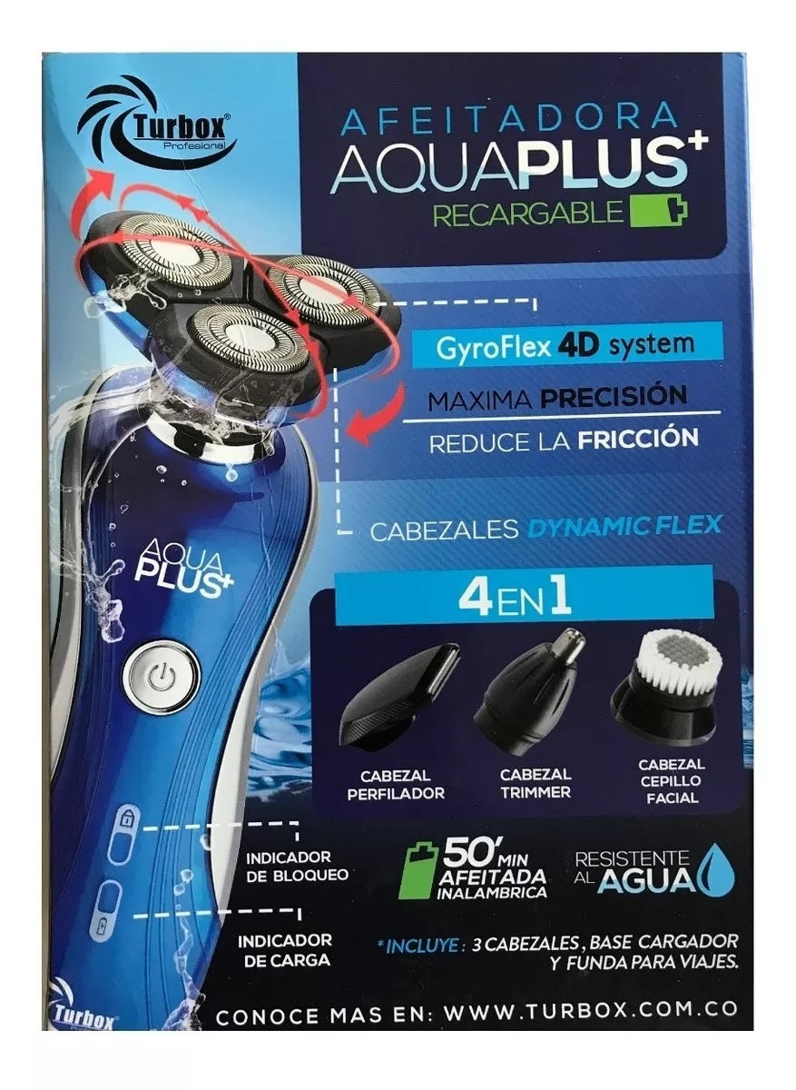 Afeitadora Turbox Aquaplus+ 4 En 1 Recargable