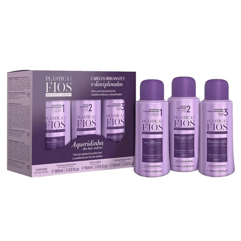 Kit Shampoo + Acondicionador + Alisado (60 mL)Cadiveu Plástica Dos Fios Pos-Selagem